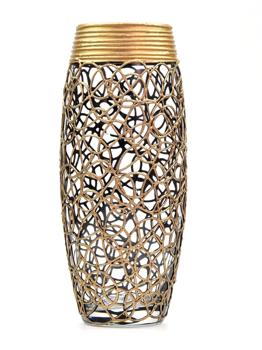 Handpainted Glass Vase | Gold Infinity Art | Interior Design Home